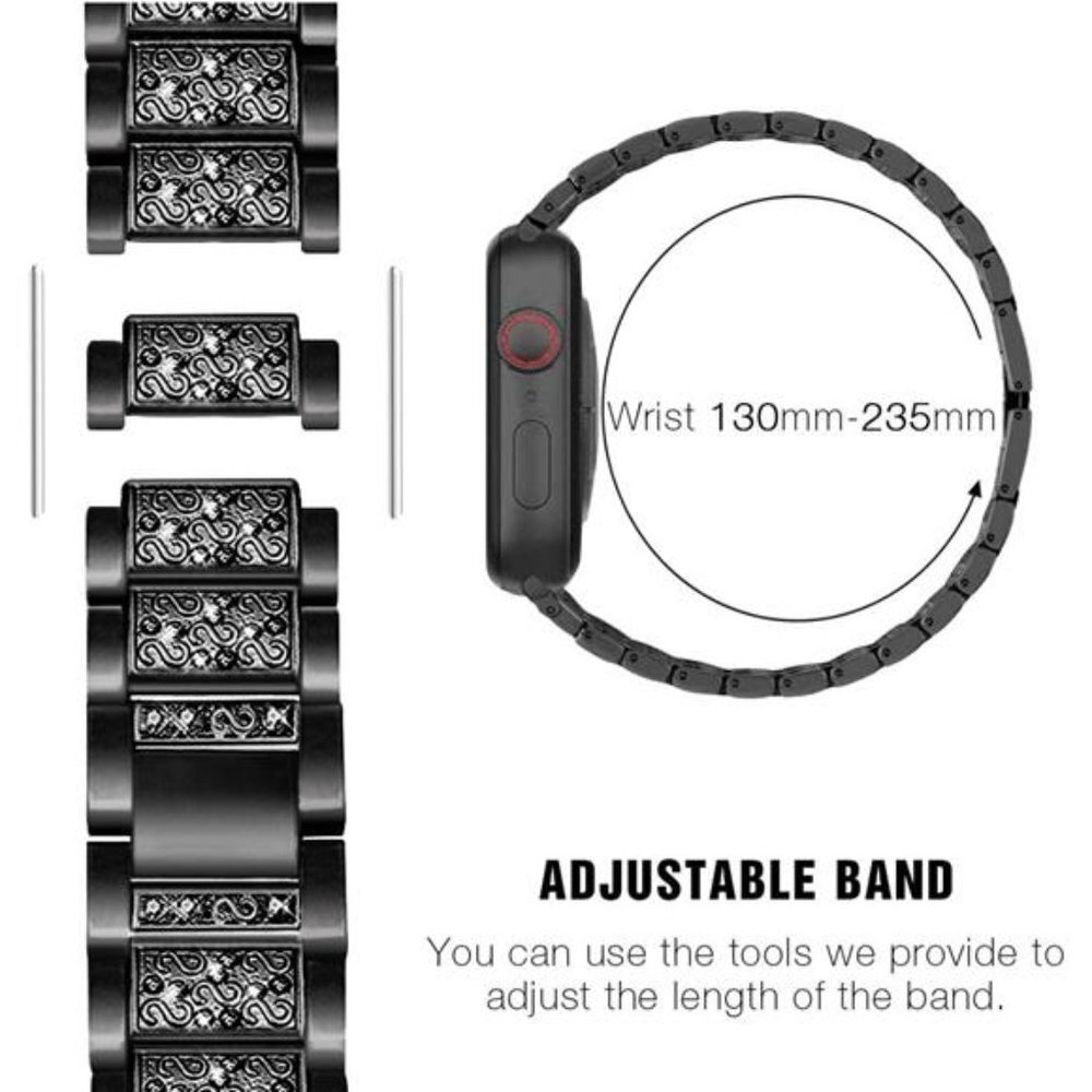 NEW Black Bling Rhinestone Apple Watch Band + Case - Picture 4 of 5